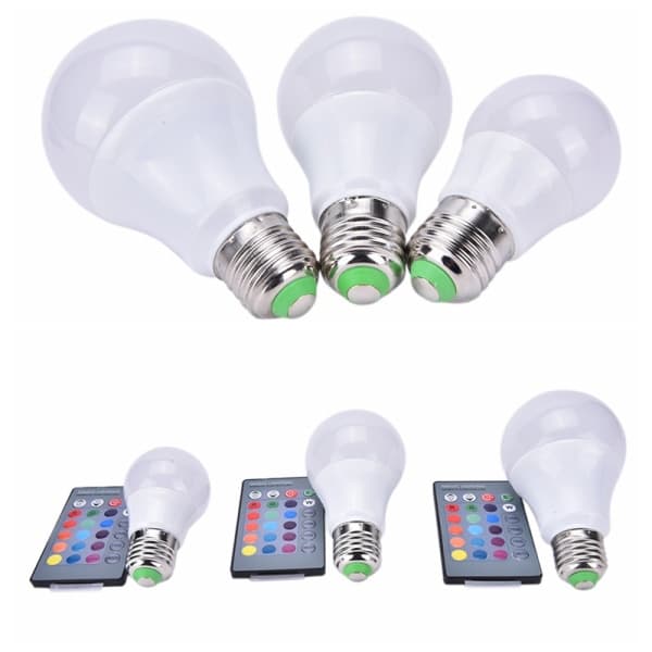 New E27 Dimmable RGB LED Bulb Color Changing Light Bulb with Remote Control White 10W