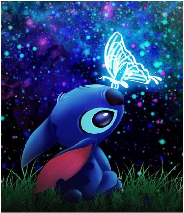 ##/5D diamantmaling-DIY-30x40cm-Sommerfugl og Stitch##/