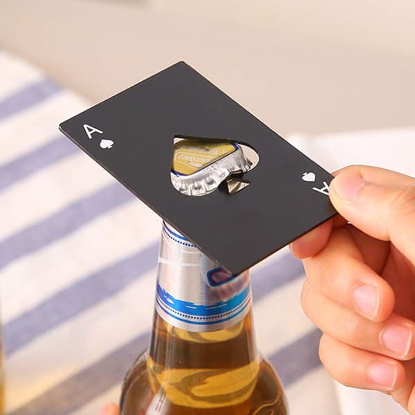 2 stk. Poker Flaskeåbner, Flaskeåbner i Rustfrit Stål, Suit