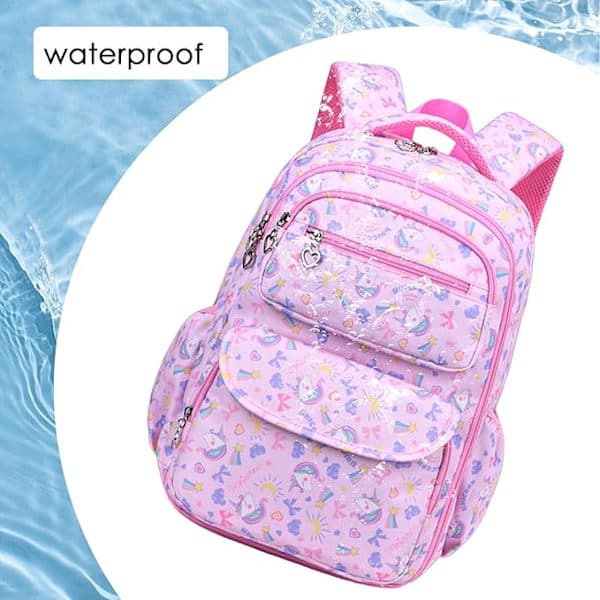 Waterproof Backpack for Teenagers and Children, Comfortable and Breathable School Backpack with Multiple Compartments Pink pink
