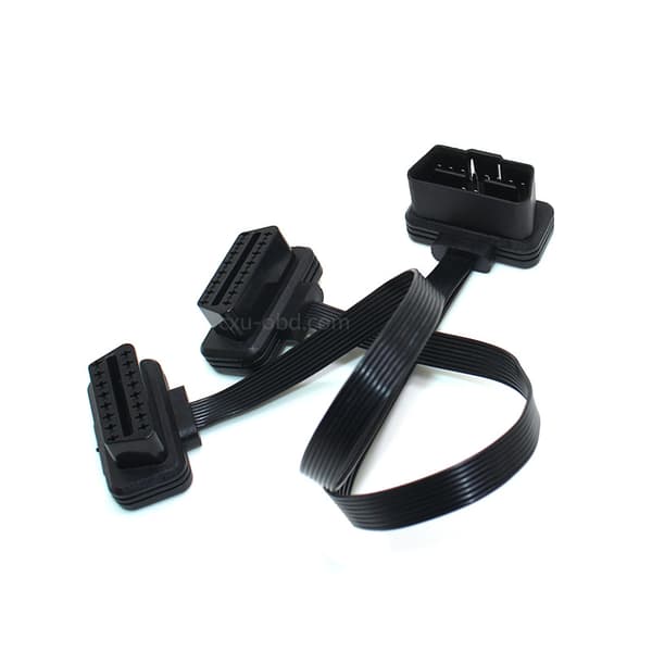 OBD2 Cable Connector Car OBD2 16-Pin 2-in-1 Converted Diagnostic Extension Cable Connector Adapter