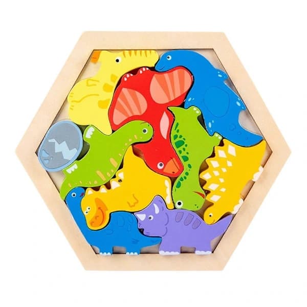 Baby Balance Puzzle Wooden Stacking Toy Learning Tangram Brain Teaser Dinosaur