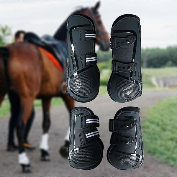 4x Hestebeskyttere Benbind Støddæmpende Ridebeskyttere sort XL black XL