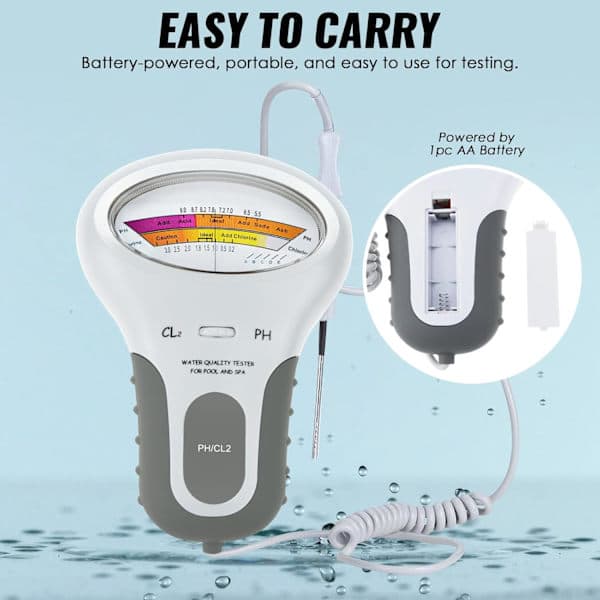Two-in-one Chlorine pH Meter Pool Tester Handheld CL2 Level Meter Test Spa Water Quality Analysis Monitoring Analyzer