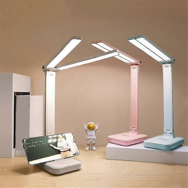 Dimbar Touch LED Skrivbordslampa med USB Uppladdningsbart Ögonskydd, Vikbar Design - Blå