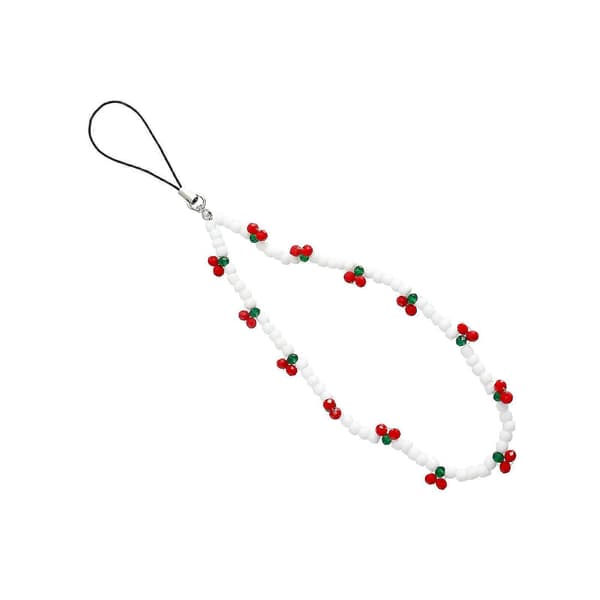 Mobile Phone Charm Cherry Fruit Beads Strap Chain, Girls Key Holder Gift 23cm 23cm