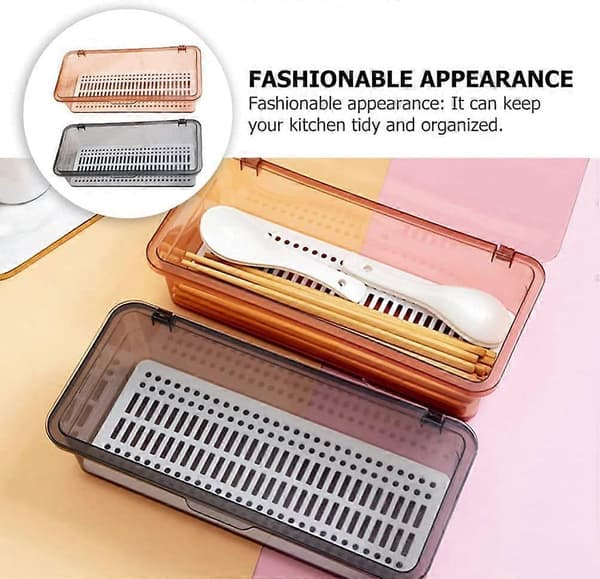 Cutlery Box Kitchen Cutlery Storage Box, 2 Pcs Cutlery Drain Tray with Mesh, Chopsticks Cutlery Organizer