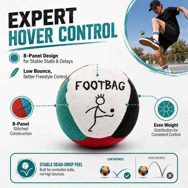 3-pak Hacky Footbag-sæt, 76 g syntetiske ruskindsposer i voksenstørrelse