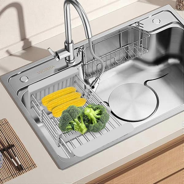 Extendable Dish Drying Rack, Extendable (26 CM-46.5 CM), Stainless Steel Dish Rack, Over Sink Dish Drying Rack, for Kitchen Counter -Yx