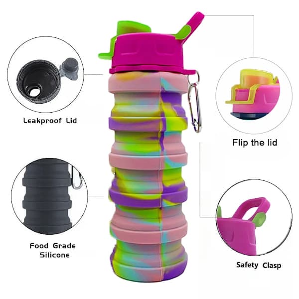 Foldable water bottle, travel water bottle, portable hiking style 8