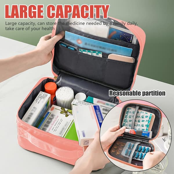 (Rose 2 pcs) Fabric Medical Box Storage Bag, Box