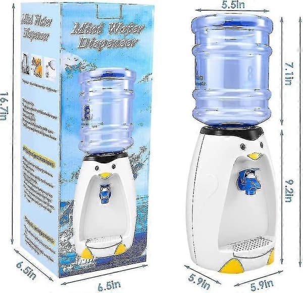 2,5L Mini Sød Pingvin Vandkøler med Vandspand Drikker 8 Glas Vand til Studenterhjem, Kontor, Hjem, Gave