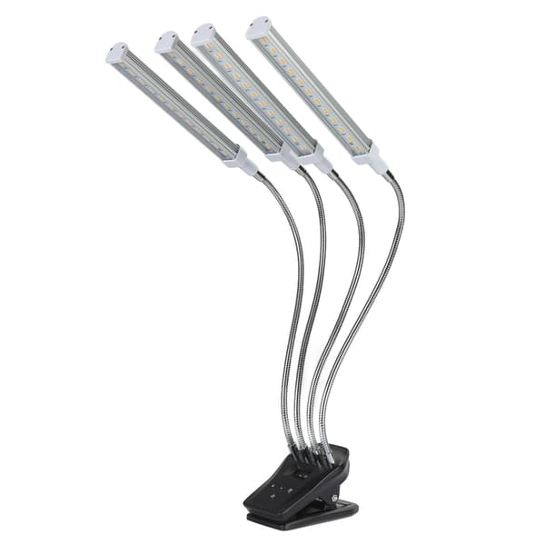 96W LED vækstlys LCD-skærm 4 hoveder 360° justerbart sølv vækstlys til drivhus 100-240V EU-stik