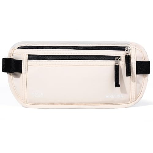 Pengebælte - Slank pasholder RFID-blokerende rejsepung Undercover bæltetaske til mænd og kvinder - Beige D Beige D Beige
