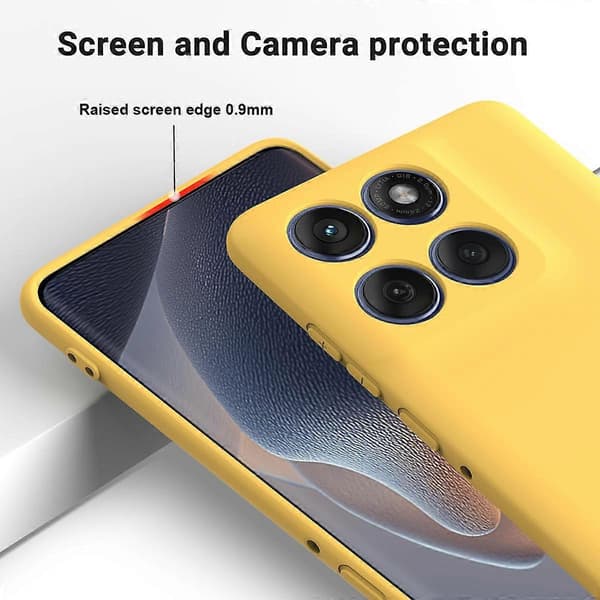 Enfärgad flytande silikon, fallsäker, heltäckande, telefonfodral (gul, för Motorola Edge 60 Pro)