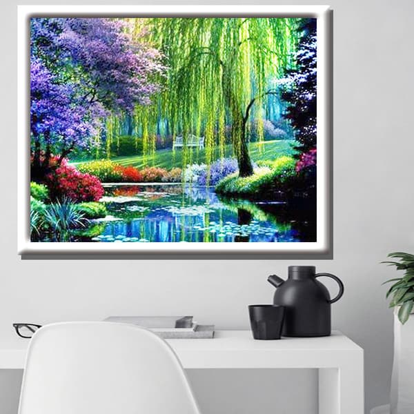 Full 5D DIY Diamantmalingssett, Drømmepark 60x40cm, Diamantbro