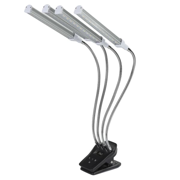 96W LED vækstlys LCD-skærm 4 hoveder 360° justerbart sølv vækstlys til drivhus 100-240V EU-stik