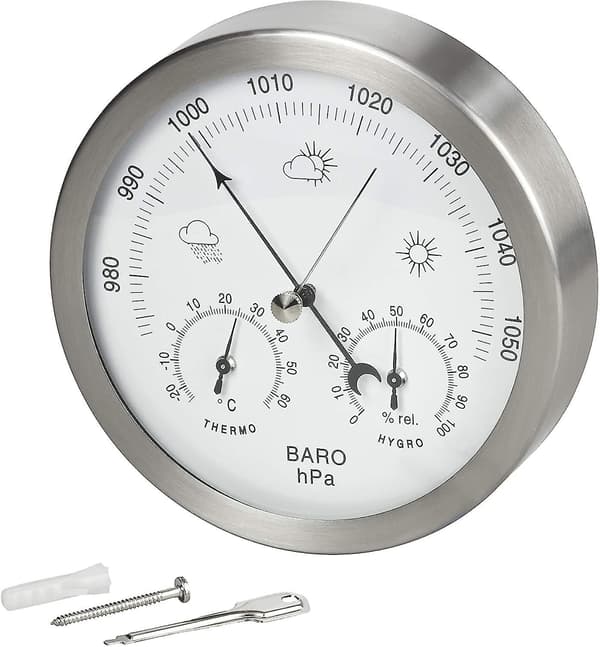 Barometer Værstasjon 3-i-1 Ramme 14 Cm Termometer-FX-