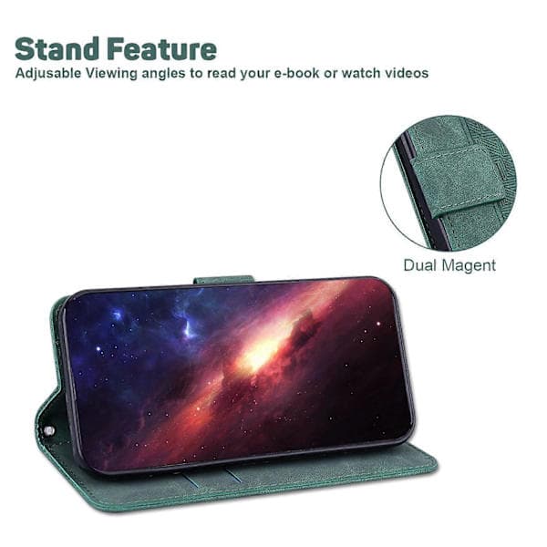 Til iPhone 15 Plus Geometrisk Præget PU Læder Pung Stå Telefoncover Mobilbeskyttelse