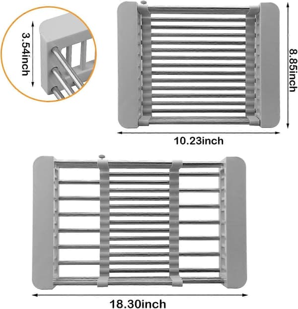 Extendable Dish Drying Rack, Extendable (26 CM-46.5 CM), Stainless Steel Dish Rack, Over Sink Dish Drying Rack, for Kitchen Counter -Yx