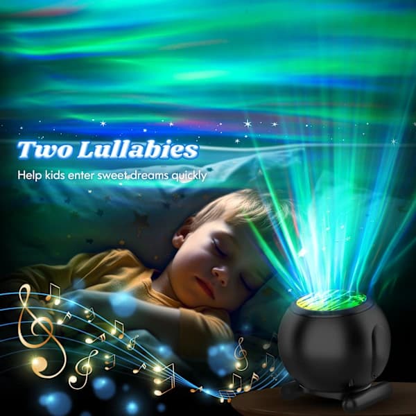 Aurora Galaxy Projector LED Night Light With White Noise And Remote Control For Bedroom Sleep Meditation, Black