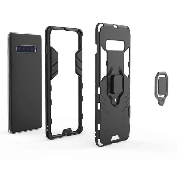 PC + TPU støtsikkert beskyttelsesdeksel til Samsung Galaxy S10 Plus, med magnetisk ringholder