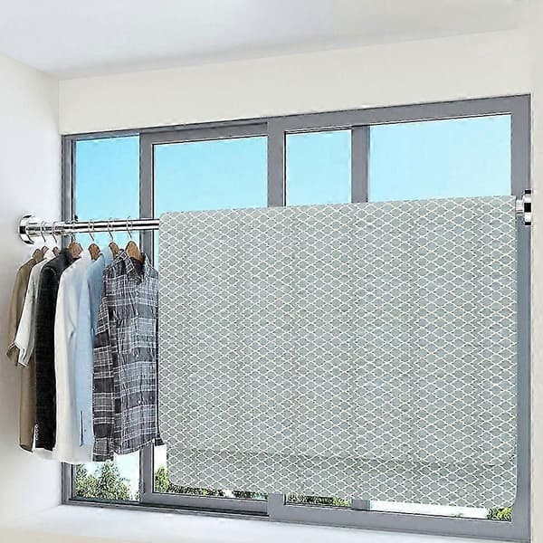 Fleksibel borefri 35-80 cm hul gardinstang i rustfritt stål, klesstativ, teleskopstang, hvit 35-50 cm white 35-50cm