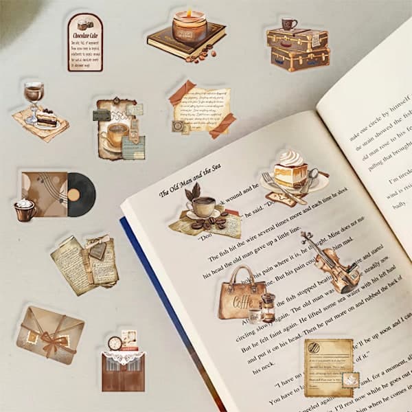 100-pack Transparent Retro - Waterproof Stickers for Diary, Guitar and Letters