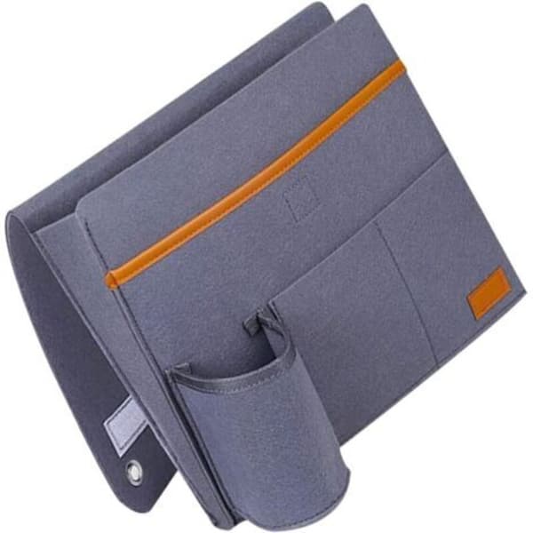 Smoke Grey Felt Storage Bag for Armrest, Multifunctional Side Storage Bag, Suitable for Sofas and Armchairs, Practical Compartmented Storage.