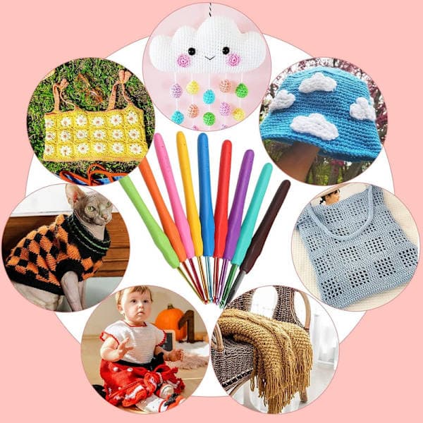 58-piece crochet hook set for beginners - Complete crochet kit with yarn and knitting accessories in bag E E E