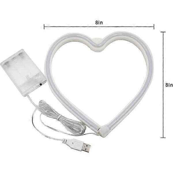 Pink Heart Neon Sign, LED Neon Light Battery or USB Powered Decorative Lamp, Table and Wall Decor Lamp