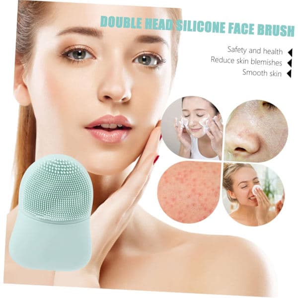 Exfoliating and Massaging Silicone Cleansing Brush for Cleansing, Practical and Elegant Tool for Natural Skincare Green