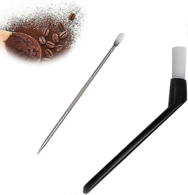Kafferengøringsbørstesæt med bløde børster og nål i rustfrit stål til espressomaskine