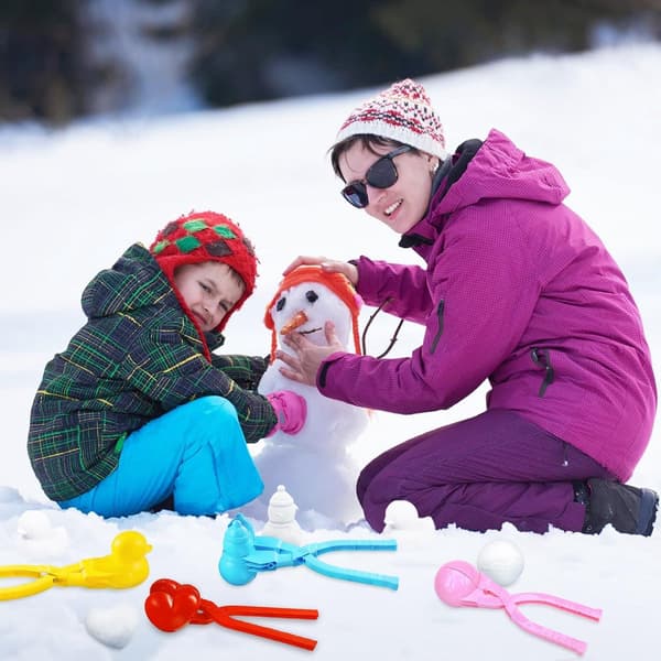 4 Snowball Makers for Kids - Ball/Heart/Duck/Snowman - Safe PP Material