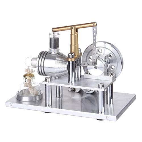 Hot Air Stirling Engine Model Building Kit, DIY Balance Beam Style Stirling Engine Assembly Kit with LED Light, Stirling Engine Construction Set Type 4 Type 4