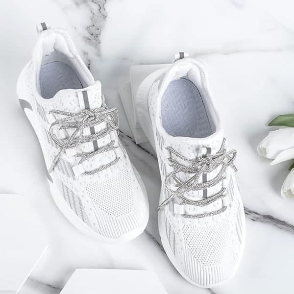 Par (Hvit) Rhinestone Glittertau, Krystall Glansfull Rund S DXGHC