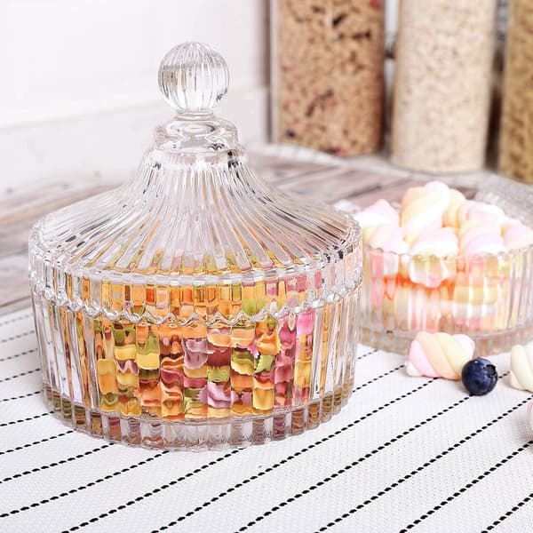 Glass Candy Box, Transparent Candy Jar with Lid, Crystal Candy Cup, Glass