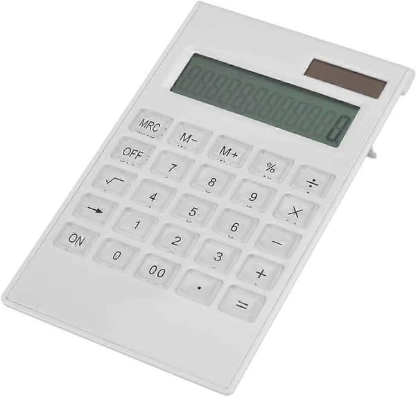 Calculator Slim Elegant Design 12-Digit Electronic Desktop Calculator Solar and Battery Dual Power White Calculator for Office