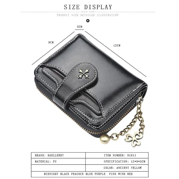 Women's Wallets Purses Ladies Money Bag BLACK Black