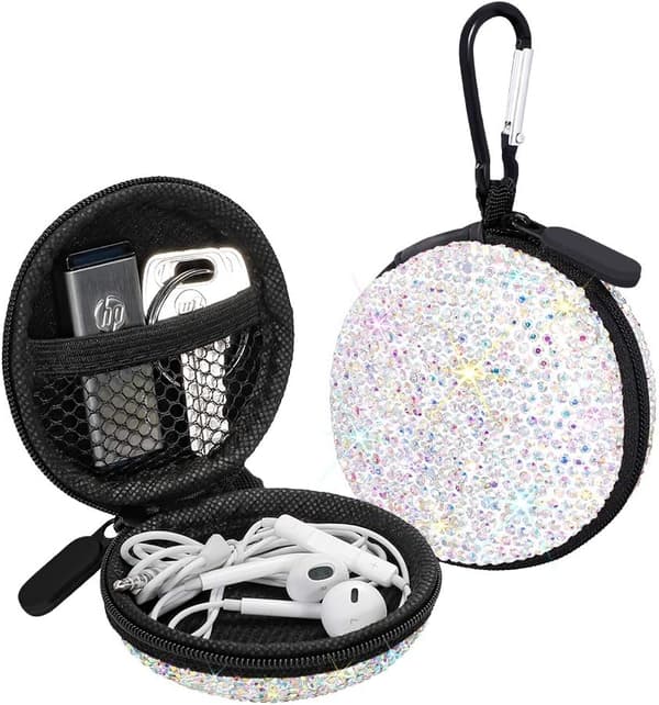Hodetelefonveske Ørepropper Små Bærevesker Bling Rhinestone Krystall