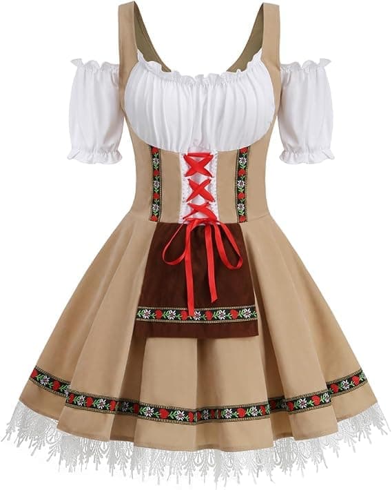 Dam Oktoberfest Kostym Tysk Bayersk Dirndl Klänning Halloween 4XL 4XL