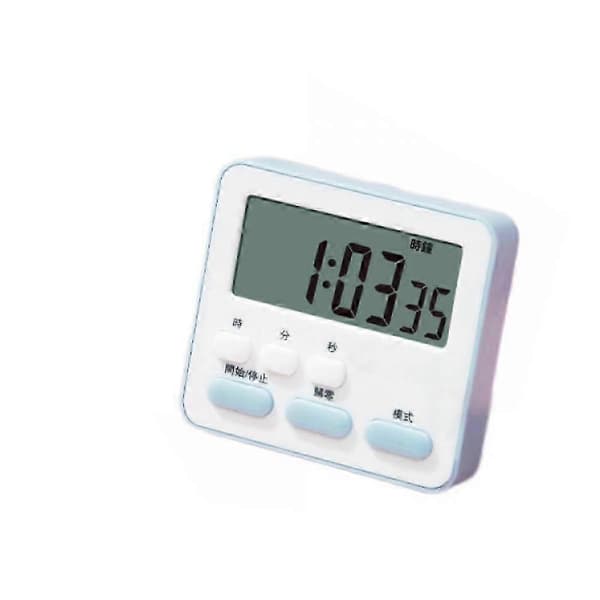 Timer, minutter og sekunder kan stilles inn fritt, og 12-24-timers nedtellings-LED-timer. (Blå)