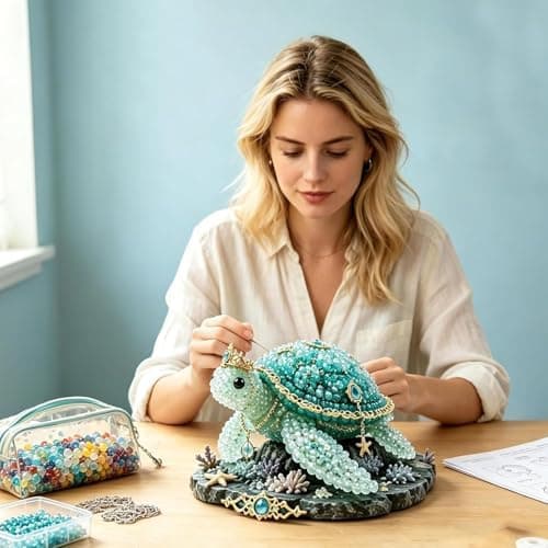 Mythical Ocean DIY Bead Kit for Beginners – 3D Beaded Animal Making Kit, 8 Unique Sea Creature Designs with Glass Beads and Pattern Guide Phoenix Phoenix