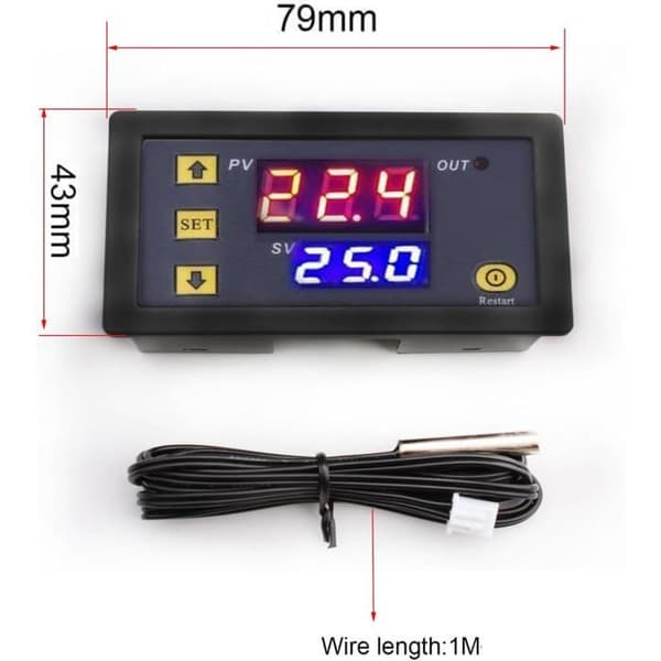 En 12V 20A digital temperaturregulator, W3230 temperaturregulator, DC digital temperaturregulator.