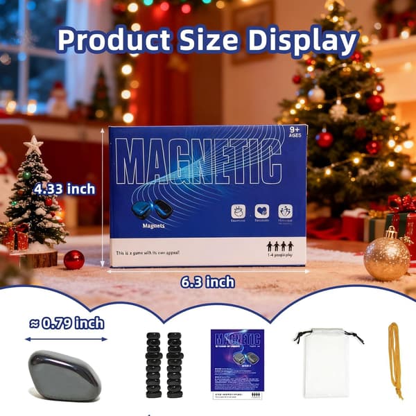 Magnetspill med 20 steiner, magnetisk sjakkspill med snor