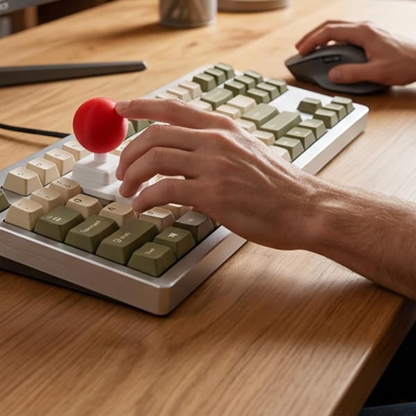 Keyboard Joystick Mount, 3D Printed WASD Joystick Mod for Arcade Fighting Games, White and Red Gaming Accessory for DIY