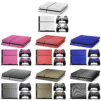 Console Carbon Fiber Skin Sticker Wrap Controller Dustproof Vinyl Protective Decal Case Cover for PS4 (White)