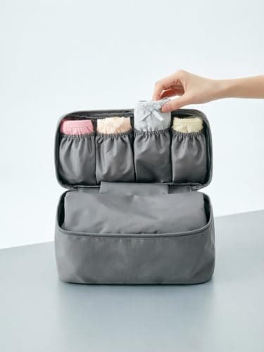 Reseunderkläder BH Organizer Väska, Organizer Väska med Stor Kapacitet för Underkläder/Strumpor/BH, Kläder/Handdukar, (Grå) Grå Grey