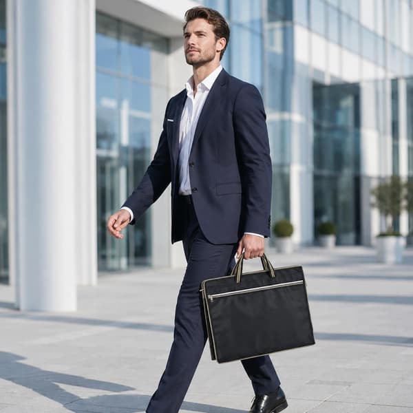 Black Oxford Handle Zipper Document Bag, Portable Briefcase | File Bag for Carrying Paper Files Books File Document Bag