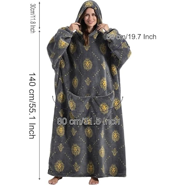 Ekstra lang oversized hettegenser-pledd, komfortabelt fleece-pledd til voksne kvinner, fluffy gigantisk hettegenser for tenåringer